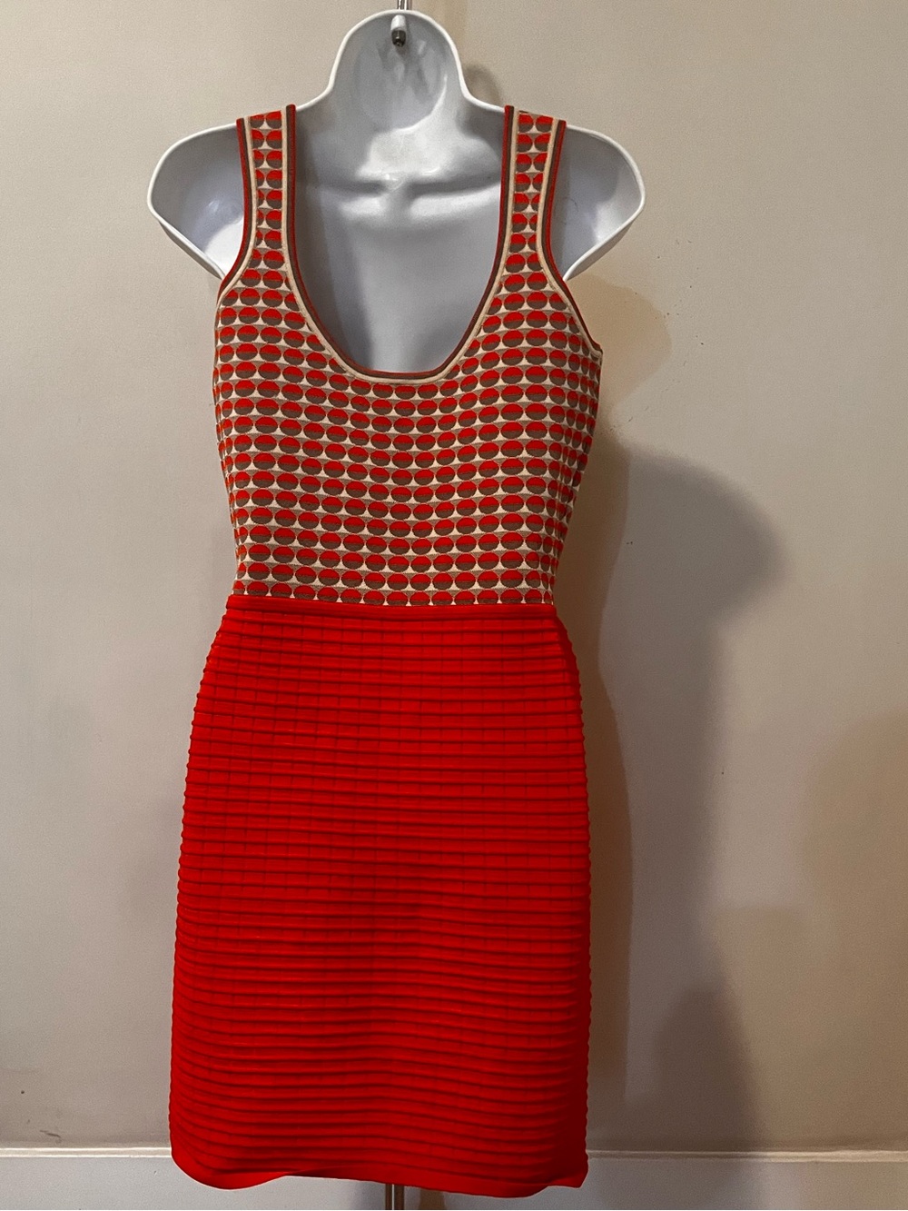 Z Spoke by Zac Posen Red Combo Knit Sleeveless Bodycon Dress S - Picture 12 of 15